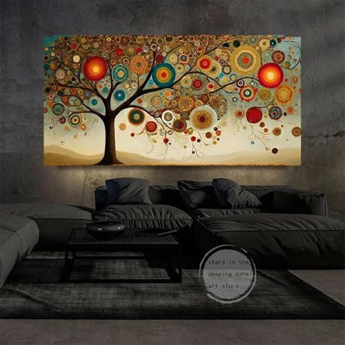 LIMAIDUO Vintage Classico Albero della Vita Gustav Klimt Paesaggio Arte Poster Tela Pittura Stampe Murali Immagine Decorazione Casa 80x160cm Senza Cornice