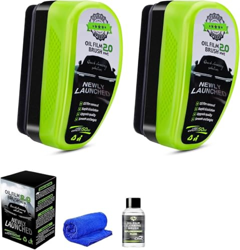 2PCS Scheibenversiegelung Auto, Windschutzscheiben Reiniger, Autoscheiben Reiniger, Automotive Oil Film Cleaning Brush, Windschutzscheiben R einiger für Windschutzscheibens,Autoscheiben, Spiegel