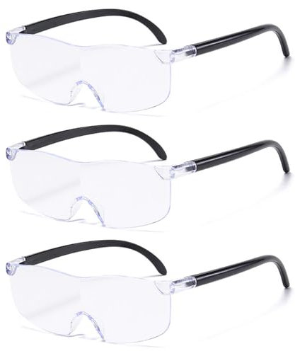 3 StüCk Lupenbrille Leselupe 300%，350%, 400% VergrößErungsbrille, Lese Lupenbrille, Randloses, Antiblaues Licht, Lupenbrille FüR BrillenträGer, Geeignet FüR Arbeiten Im Nahbereich