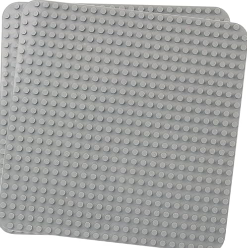 Guihumz Grande piastra compatibile con tutte le marche principali, piastra di base classica per grandi set di mattoni, 38 x 38 cm, set di piastre per giocattoli creativi prescolari, 2 pezzi, grigio