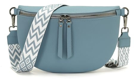 Vezluax 30x20cm Riñonera Gran Bolsos Mujer Bandolera Bolso Mujer Pequeño Handbags for Women Bolso Bandolera Regalo con Correa Ancha Cuero Vegano Azul humo