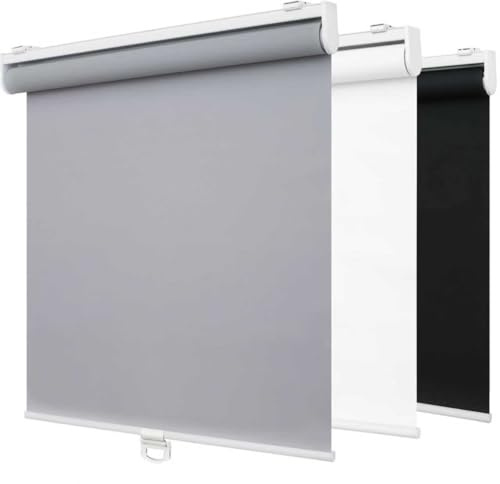 SHADEMOON Blackout Cordless Roller Shades for Indoor Windows,Room Darkening Blind with Spring System Pull Down,Thermal Insulated UV Block Fabric,Home Office (100% Blackout, Grey,31 W x 72 H)