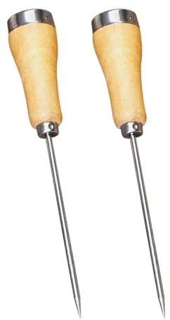 GSHLLO 2 Pcs Wood Handle Ice Pick Stainless Steel Ice Crusher Camping Picnic Ice Picks Home Kitchen Ice Pick Carving Tools Restaurant Awl Tool for Bar
