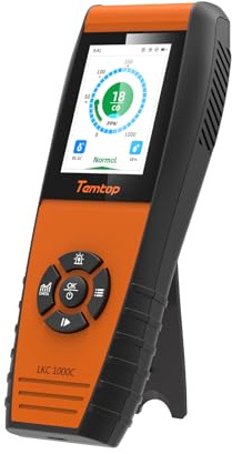 Temtop Détecteur de C O Portable LKC-1000C Moniteur de C O Rechargeable Alarme Écran Couleur TFT Export de Données USB 0-1000PPM pour Maison Voiture Camping Voyages