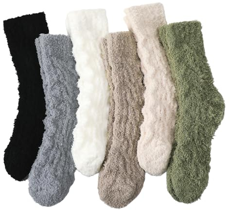 Zuimei 6 Pairs Fluffy Socks for Women,Fuzzy Socks Warm Winter Slipper Sock Bed Socks Coral Velvet Cozy Home Sock for Women Sleeping and Indoor