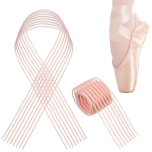 BESTonZON 2 Paires Rubans Élastiques Danse Classique Rose, Ruban Élastique pour Pointes Ballet Invisible, Maintien Renforcé Chaussures Danse Moderne, Accessoire Maillé Professionnel Ballerine