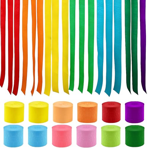 12 Rollen Krepppapier Bunt Fasching Deko Set, für den Alltag