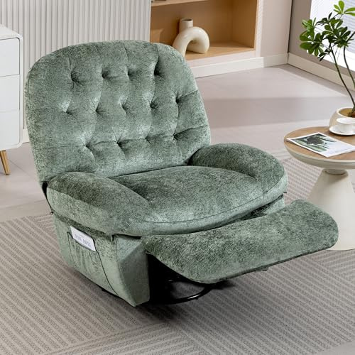 AISALL Relaxsessel mit Liegefunktion, Fernsehsessel Manueller mit Fußteil Seitentaschen, TV-Sessel, Ruhesessel, Polstersessel, Wohnzimmer-Sessel, Schlafsessel (Grün)