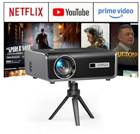 VOPLLS Smart Beamer【Netflix-Fähig & Autofokus/Keystone 】 Full HD 1080P 35000 Lumen Outdoor Projektor 4K Unterstützung, WIFI6 Bluetooth Video/Heimkino Beamer【Upgrade Version 】