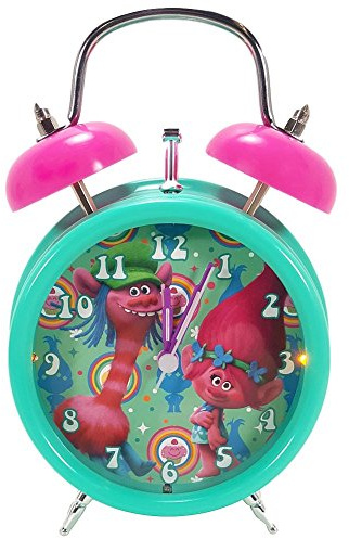 DREAMWORKS TROLLS Trolls Alarm Clock Girls Room Light Up Poppy Bell Alarm, Twin Bell, Alarm Clock, 6 Inches (H) x 4 Inches (W), Multicolor, Green