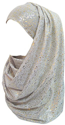 Lina & Lily Glittrande guldig hijab, folie, huvudscarf för kvinnor, SILVER, en storlek