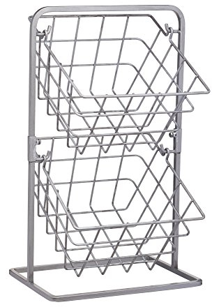 KitchenCraft Industrial Kitchen Regal, Freistehend, 2 Drahtkörbe in freistehendem Regal, Vintage/Used-Effekt, Karbonstahl, 25 cm x 22 cm x 41.5 cm