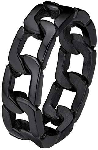 PROSTEEL Spinner Anillo Anti Estres Cadenas Cubanas, Un Anillo Compromiso de Enamorados, Acero Quirurgico Negro