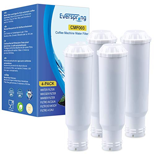EVERSPRING Wasserfilter Kaffeevollautomat Kompatibel mit Krups F088 Pro Aqua, Passt viele Modelle von AEG, Bosch, Siemens, Nivona,4 Stück (ACHTUNG: nicht geeignet für Jura White)