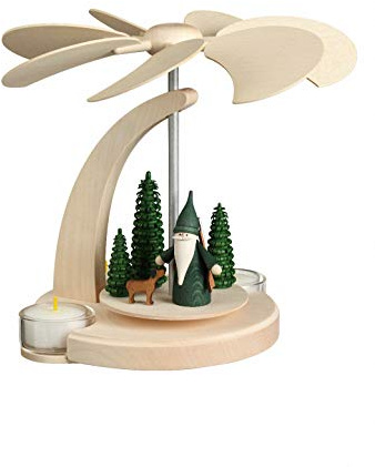 Seiffener Volkskunst | Weihnachtspyramide Teelicht Bogenpyramide | 18 cm Pyramide | Moderne Volkskunst aus dem Erzgebirge | 16261 | Jägerwichtel