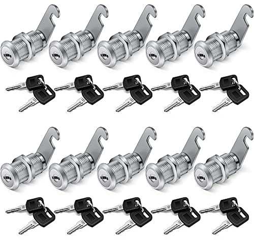 【Uppgradera】 Skåpkamlås-set, 10-pack Keyed Alike 30 mm kamlås säkrar ditt arkivskåp och låda, husbilsdörr, brevlåda, verktygslåda, låda och mer 【Finish zinklegering】 (10)