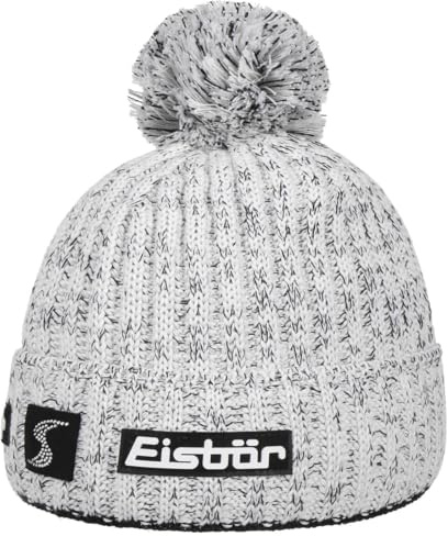 Eisbär Naja Crystal Bommelmütze Strickmütze Wintermütze Damen - Made in Austria mit Umschlag, Futter, Umschlag Winter Herbst-Winter