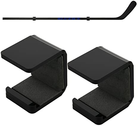 Cosmos 1 Paar Hockeyschläger-Wandhalterung, horizontaler Display-Halter & Aufbewahrungs-Organizer für Eishockeyschläger, platzsparende Display-Halterung mit kratzfestem Pad (massives Schwarz)