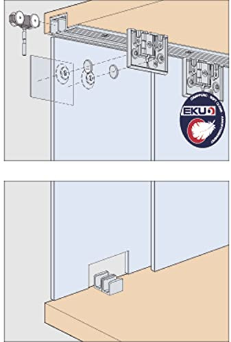 HAWA Clipo 16 GS IS Schiebetürbeschlag für 2 Glasschiebetür 1000x1400mm (Innenfront), bis 16kg