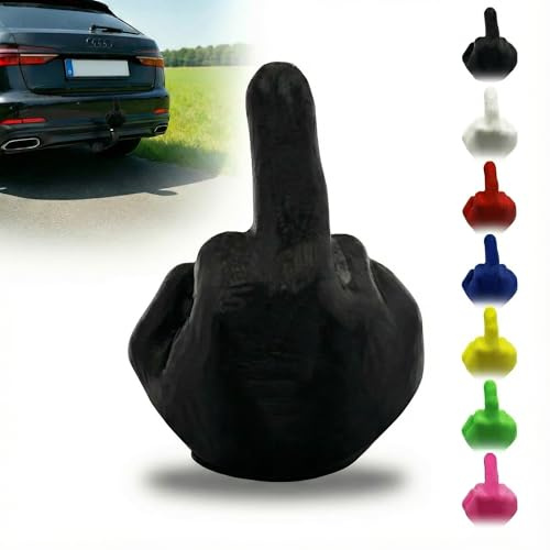 R-Satz Shop Kugelschutzkappe für Anhängerkupplungen - Hand - Mittelfinger - Abdeckkappe für Kupplungen - AHK Kappe Lustig Abdeckung (Schwarz)