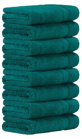 Luckytowel Handtücher Set 50x100 cm – Oeko-TEX Handtuch-Set aus 100% Baumwolle mit 600 g/m² – Frottiertücher mit Aufhängeschlaufe – flauschig & saugstark – Frottee Handtuchset – 8er Pack Petrol