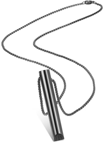 Fiada Collar de Respiración Consciente Collar de Ejercicios de Respiración Profunda Collar de Estrés de Respiración Portátil de Acero Inoxidable para Alivio de Ansiedad Hombres Mujeres (Negro)