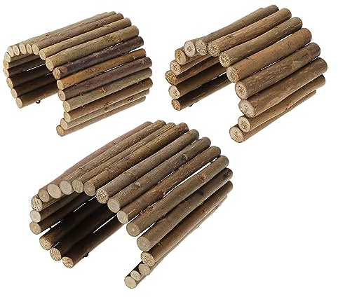 YINETTECH 3stk Hamster Kaninchen Klettern Leiter Holzleiter Zaun Bogen Brücke Zweig Spielzeug für Hamster Eidechsen Goldene Bären Schildkröten 10x20cm 12x23cm 15x25cm