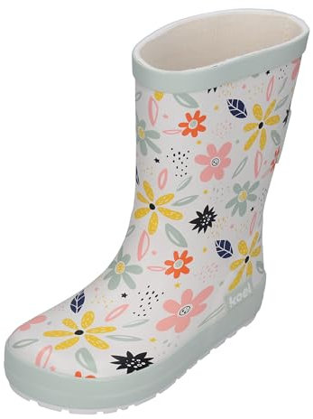 KOEL Barefoot - Gummistiefel Wellie Bare Multi White Flowers, Größe:30 EU