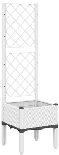 vidaXL Pflanzkübel mit Rankgitter Weiß 40x40x142 cm PP