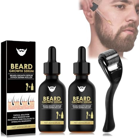 Dyceittdia 2pcs Olio per la Crescita della Barba, Set di oli per Barba da uomo, Cura della Barba, Olio per Barba Nutriente e Rinfoltente, 2pcs*60ml, hair1