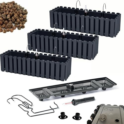 Jardinière Set 3 X 58x18x16,5 cm | Pots de fleurs de balcon avec arrosage intégré et bouchons | Cache-pot pour balcon ou jardin | Protège les racines et prévient la stagnation d'eau | Anthracite