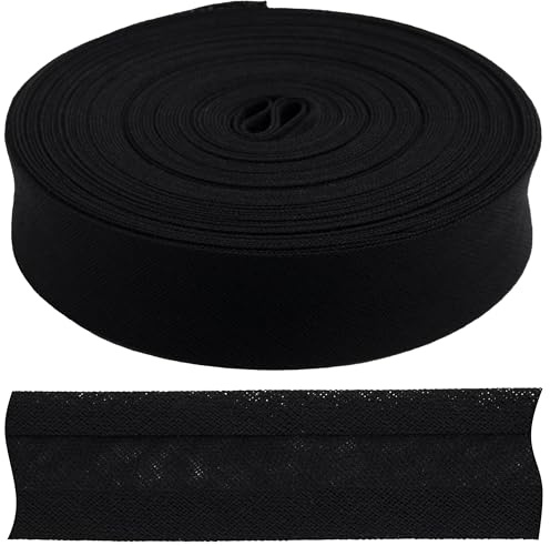 AERZETIX - C77281 - Band, gefaltetes Schrägband, Zierstreifen 9 Meter x 18 mm - aus baumwolle - farbe schwarz