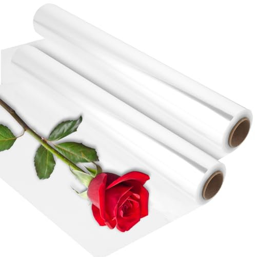 VIDETOL 2 Rolle Geschenkfolie Transparent, 86 cm x 30 m Cellophanfolie, Durchsichtiges Geschenkpapier für Blumen, Geschenkkörbe, Süßigkeiten