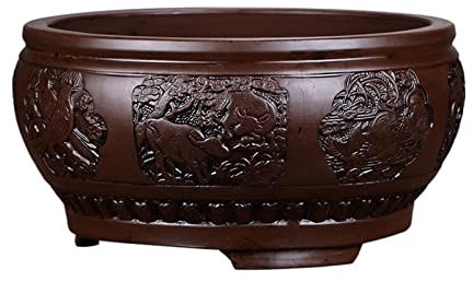 Grande vaso da fiori rotondo in alabastro, per interni ed esterni, decorazione classica per bonsai, per alberi di pino e baniano, vaso di medie dimensioni per piante da esterno