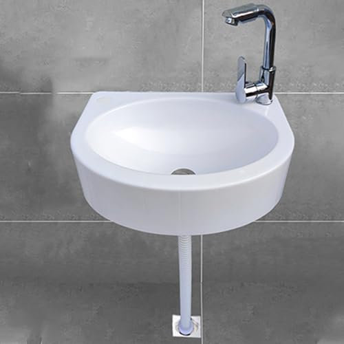 XRB2050 Mini Handwaschbecken, 45x34x14.5cm/17.7x13.4x5.7inch Handwaschbecken aus Kunststoff Weiß, Waschtrog Wandmontage Platz sparen für Badezimmer & Gäste WC Zubehör C