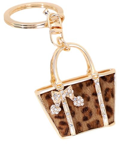 WOFASHPURET Porte-Clés Léopard Mini Sac Pendentif Strass Décoratif Léger Durable Accessoire Pour Sacs À Main Cadeau Femme