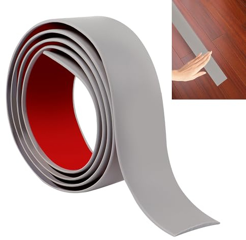 Bande de transition de seuil de sol stratifié JUNART 100cm × 5cm, bande de sol en vinyle autocollante, bordure de transition de bord de carrelage ou de moquette(gris)