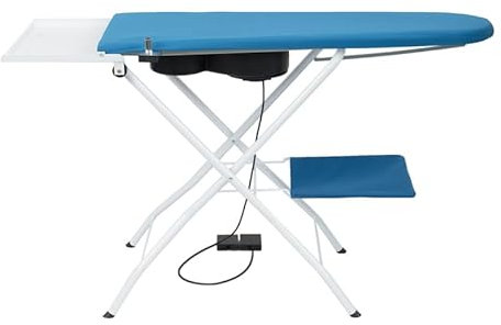 EOLO Table à Repasser AS03 V4 Professionnel Moteur d'Aspiration Chauffant Réglage de la Température Support à Linge Générateur de Vapeur Roues Pliantes A++ 5 Ans de Garantie