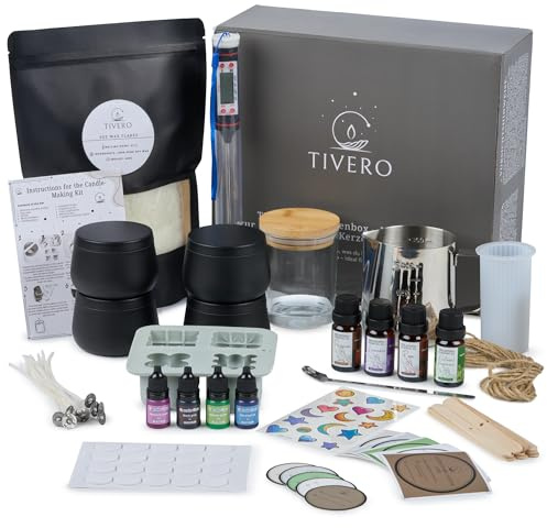 Kerzen selber machen Set – DIY Kerzen Gießset & Kerzenherstellung Bastelset mit Silikonformen, Sojawachs, Dochten & Zubehör – Komplettset für Duftkerzen, Anfänger & Profis, kreative Geschenkidee