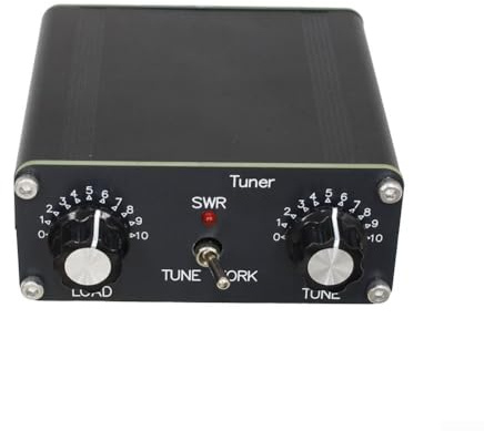 Getdoublerich Tuner d'antenne manuel Z-Match pour radio HAM 3-28 MHz, accordeur compact QRP 5 W avec connecteur BNC et câbles UHF, compatibilité de ligne d'échelle de 40 à 10 m