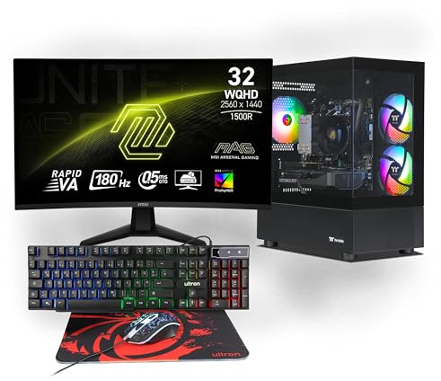 Ankermann Thermal Gaming Bundle | AMD Ryzen 7 8700F | Nvidia GeForce RTX 5060 Ti 16GB | 16GB DDR5 RAM | 1TB NVMe SSD | Windows 11 | WiFi | MSI MAG 32 Curved WQHD Gaming Monitor | Ultron HAWK RGB 4 in