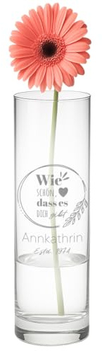 polar-effekt Vase aus Glas für Blumen mit personalisierter Gravur - Geschenk-Idee zum Geburtstag & Muttertag - Blumenvase für Wohnzimmer, Schlafzimmer & Büro