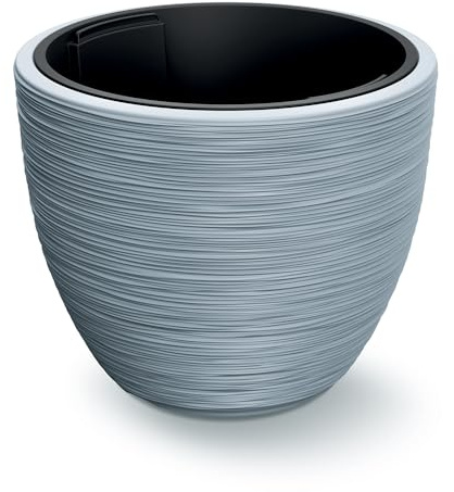 Tymar blomkruka med insats, blomkruka av plast, överkruka, stor blomkruka (DBFU grå, ø 30 cm)