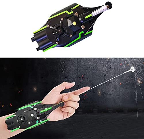 YKMYXZ Juego al aire libre. Tirador de cuerdas araña, con imanes ventosa, Toma automática, Rango lanzamiento 9,8 pies, Recargable por USB, Juguete juego rol superhéroe for hombres y niños(Black)