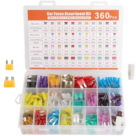 PPAAstunoras Kfz Sicherung Set: 160 Standard Sicherungen, 90 Mini Flachsicherungen, 60 Micro Sicherungen, 50 Micro2 Autosicherungen, Für PKW/Wohnmobil/LKW (2A 3A 5A 7.5A 10A 15A 20A 25A 30A 35A 40A)