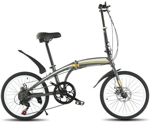 Faltbares Fahrrad, 20 Zoll, tragbar, 6 Gänge, faltbares Mountainbike für Erwachsene, kompaktes Faltrad mit Rahmen aus hochfestem Kohlenstoffstahl und Stoßdämpfung, 20 Zoll
