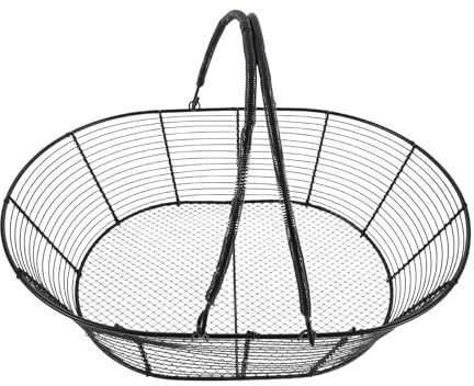 BAZEITFLOW Cesta de Alambre Metálico Negra con Asa Cesta de Almacenamiento Hueca para Frutas y Verduras Frutero Portátil para Encimera de Cocina Organizador de Snacks y Alimentos