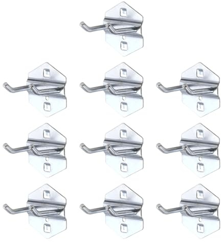 QUARKZMAN 10Pcs Ganci Metallici Quadrati Per Pannelli Forati 2 Resistente | Per Mostre Espositive, Doppia Asta Foro Quadrato Pannelli Forati Con Spaziatura 3/8, Scaffali Retail