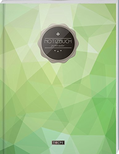 TULPE Punktraster Notizbuch A4 „C123 Blattgrün“ (140+ Seiten, Vintage Softcover, Punktkariertes Papier - Bullet Journal, Dickes Notizheft, Skizzenbuch, Tagebuch, Gepunktete Seiten, Dot Grid Notebook)