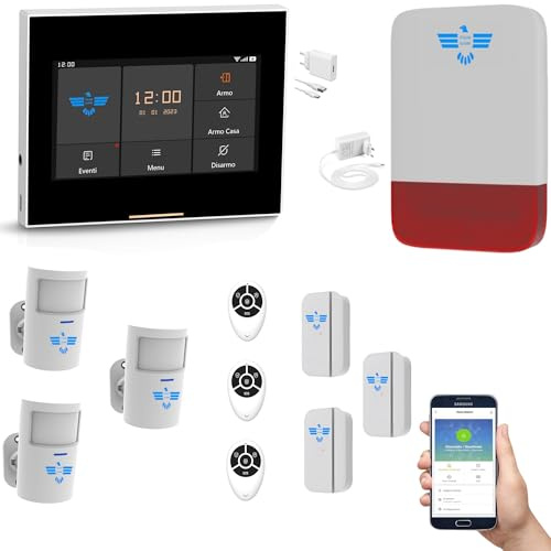 ITALIAN ALARM - Antifurto Allarme Casa Senza Fili WiFi, KIT Allarme Wireless con Sirena da Esterno, Impianto di Sicurezza Domestica già Configurato. Videotutorial e Assistenza Telefonica Italia